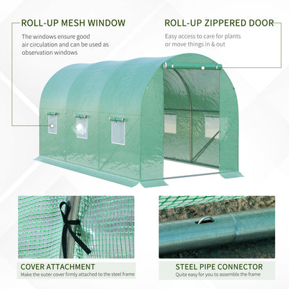Greenhouse Polytunnel Flower Walk-In Shed Growing Steel Outdoor W/ Zipped Door