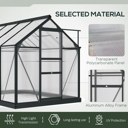 Polycarbonate Walk-In Garden Greenhouse Aluminium Frame Slide Door Window