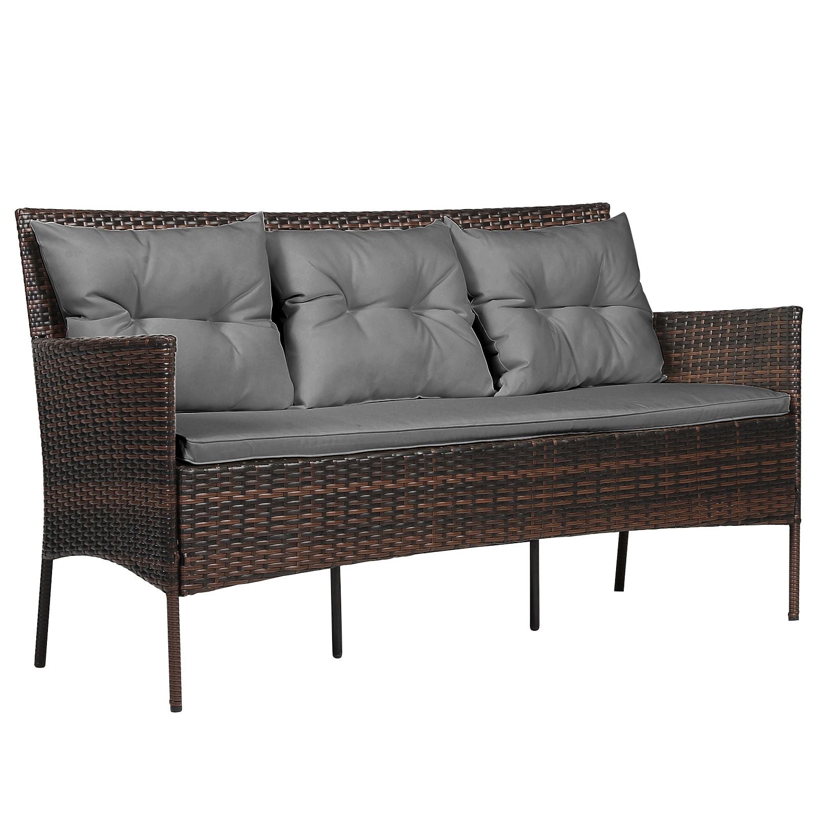 4 Seater Rattan Garden Furniture Set with Cushioned Sofa