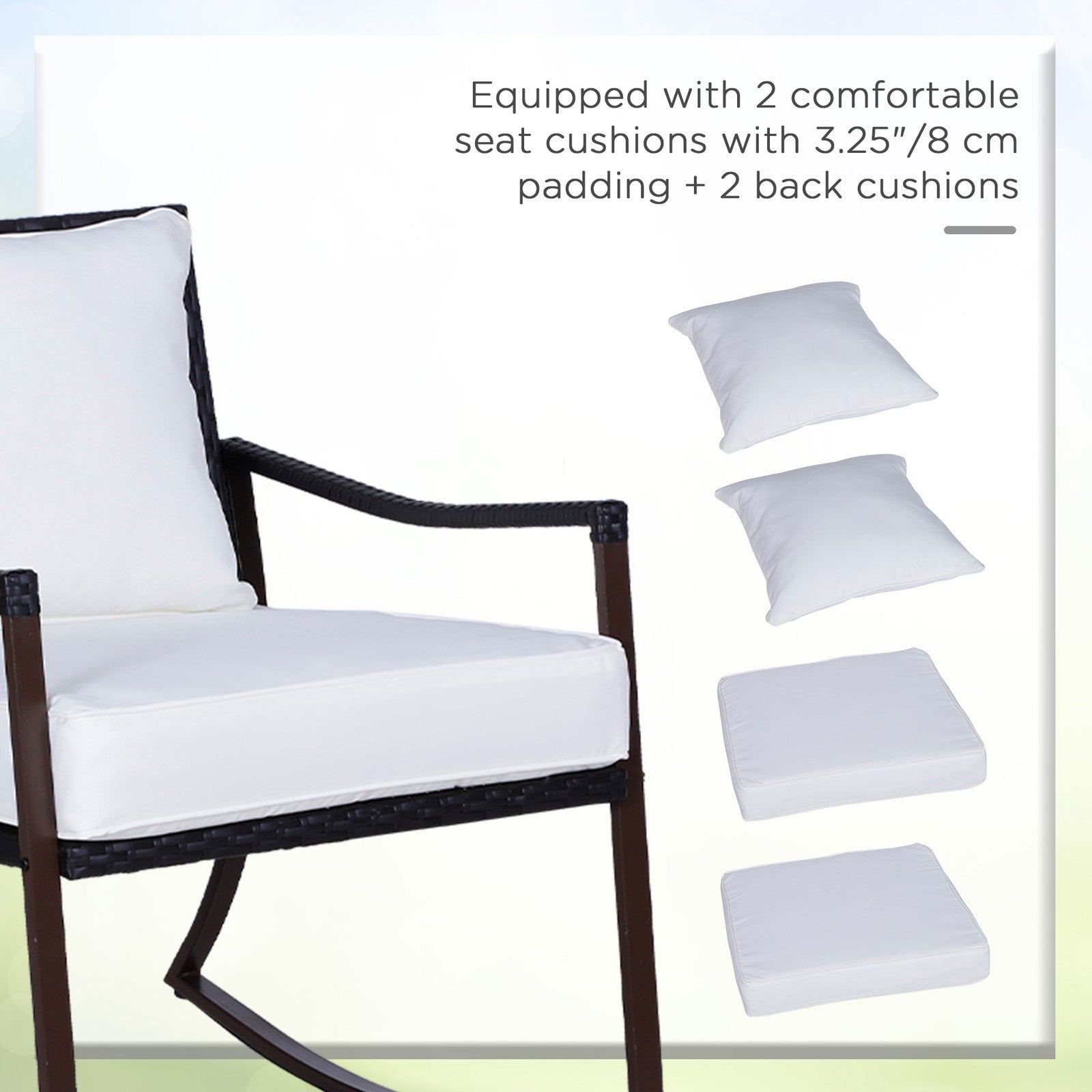 3 Pieces Rocking Chair Bistro Set Furniture Coffee Table Rattan Wicker Brown