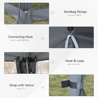 3.2M Outdoor Pop up Gazebo Hexagonal Canopy Tent with Mesh Sidewalls Handy Bag