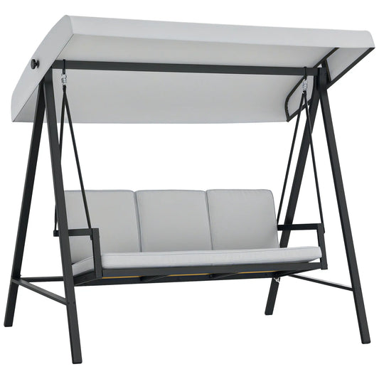 Outsunny Three-Seat Garden Swing Chair, with Adjustable Canopy