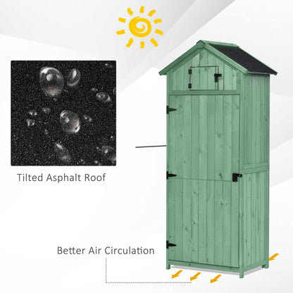 Garden Storage Shed 3 Utility Shelf Tool House W/ Asphalt Roof Lockabke Door