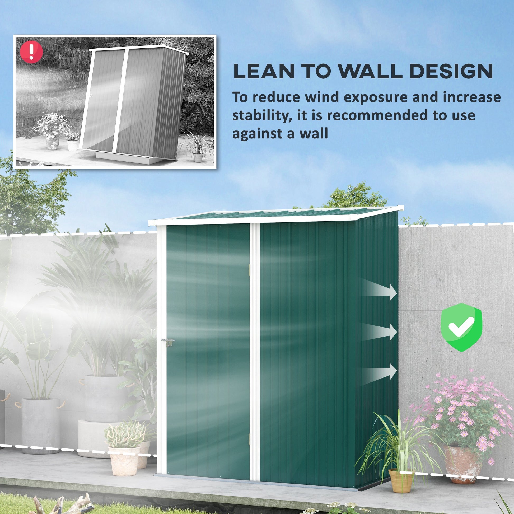 Outdoor Storage Shed Steel Garden Shed W/ Lockable Door for Garden