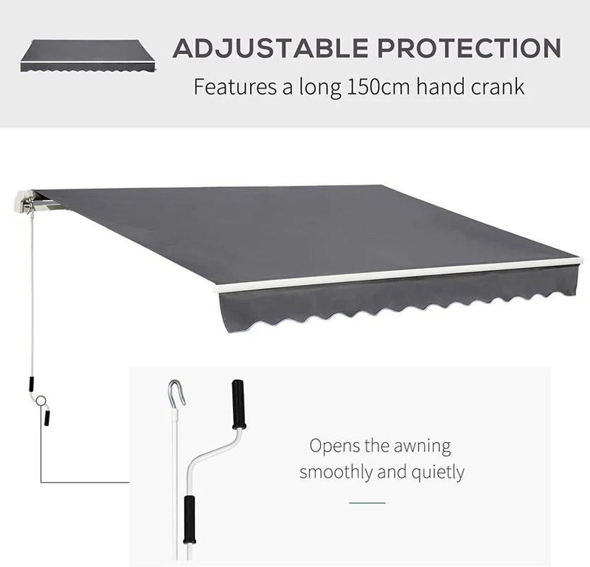 395Cm W X 250Cm D Polyester Cover Retractable Patio Awning
