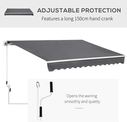 395Cm W X 250Cm D Polyester Cover Retractable Patio Awning