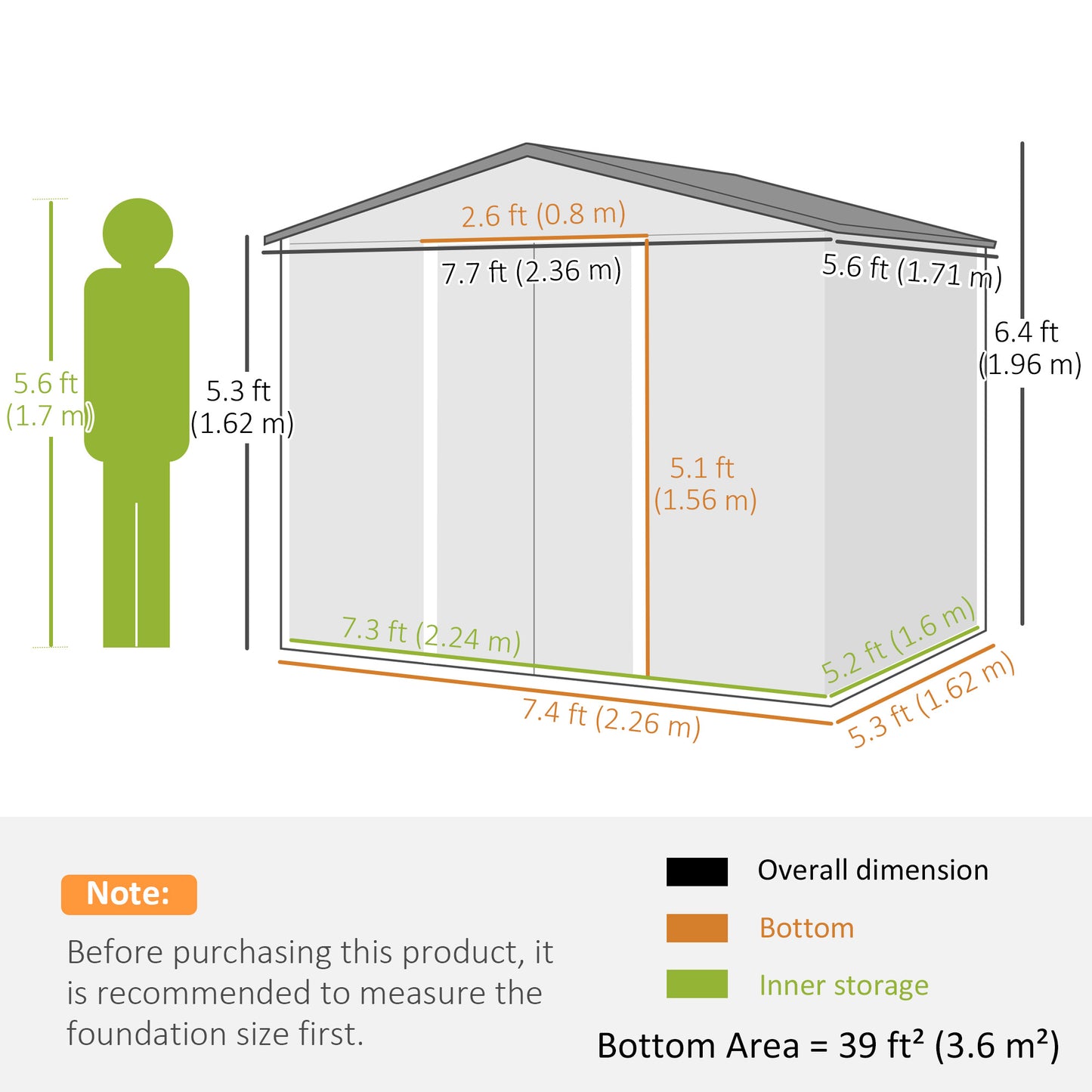 Garden Storage Shed with Ventilation Double Sliding Door Outdoor Tool Box