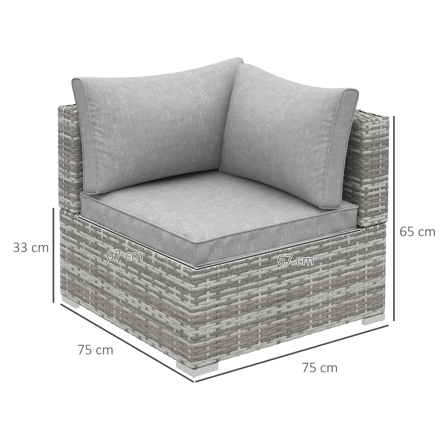 Garden Outdoor Rattan Corner Sofa,Single Sofa,Coffee Table Grey/Deep Grey