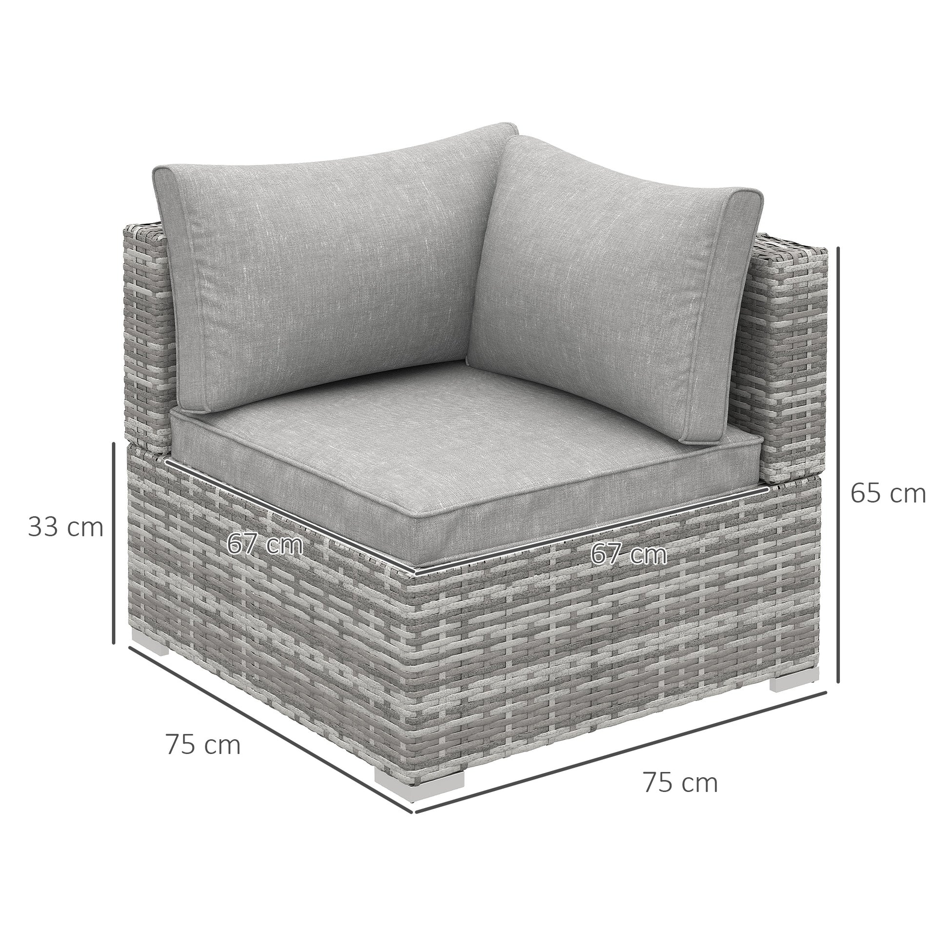 Garden Outdoor Rattan Corner Sofa,Single Sofa,Coffee Table Grey/Deep Grey