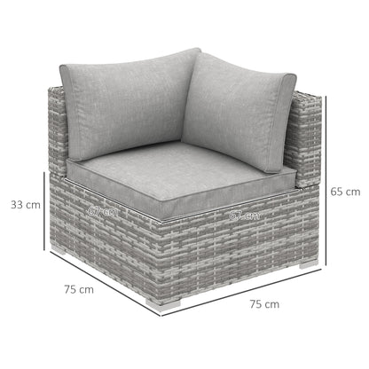 Garden Outdoor Rattan Corner Sofa,Single Sofa,Coffee Table Grey/Deep Grey