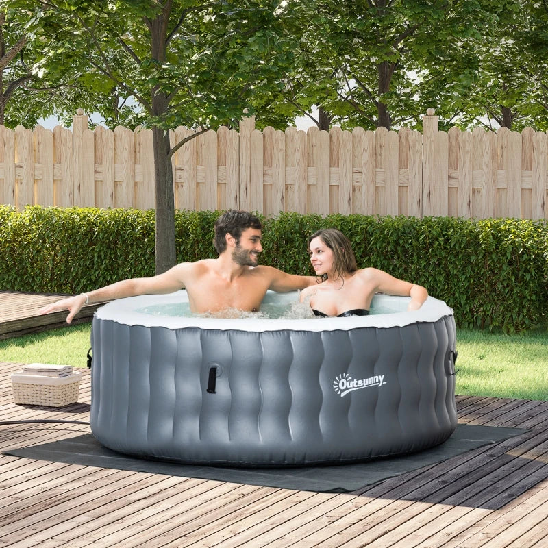 Outsunny Round Hot Tub Inflatable Spa Outdoor Bubble Spa Pool with Pump
