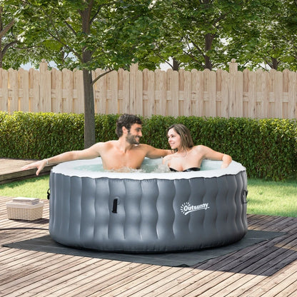 Outsunny Round Hot Tub Inflatable Spa Outdoor Bubble Spa Pool with Pump