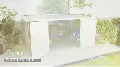 Outdoor Metal Garden Storage Shed W/ Lockable Door for Backyard Patio Lawn Grey