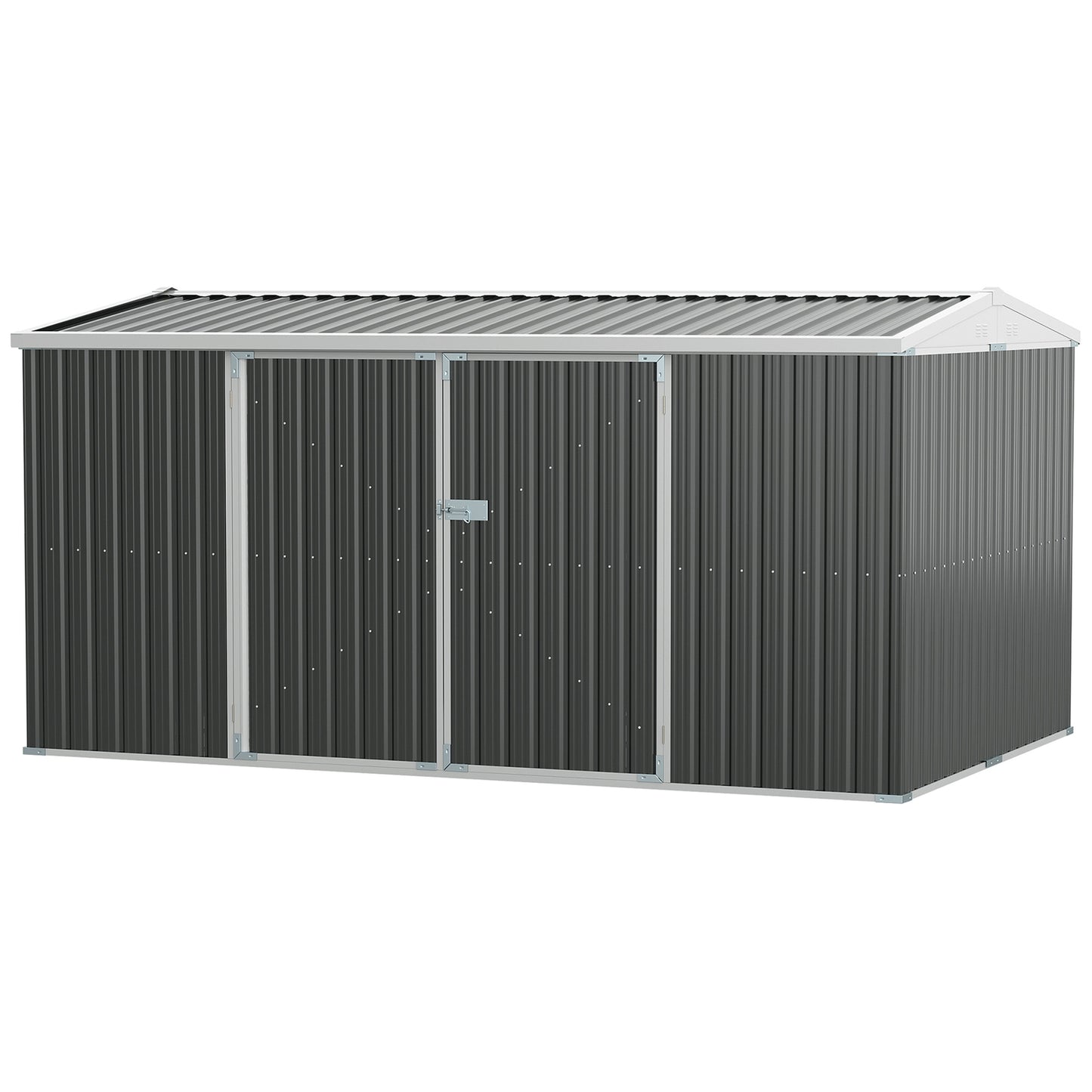 Outdoor Metal Garden Storage Shed W/ Lockable Door for Backyard Patio Lawn Grey