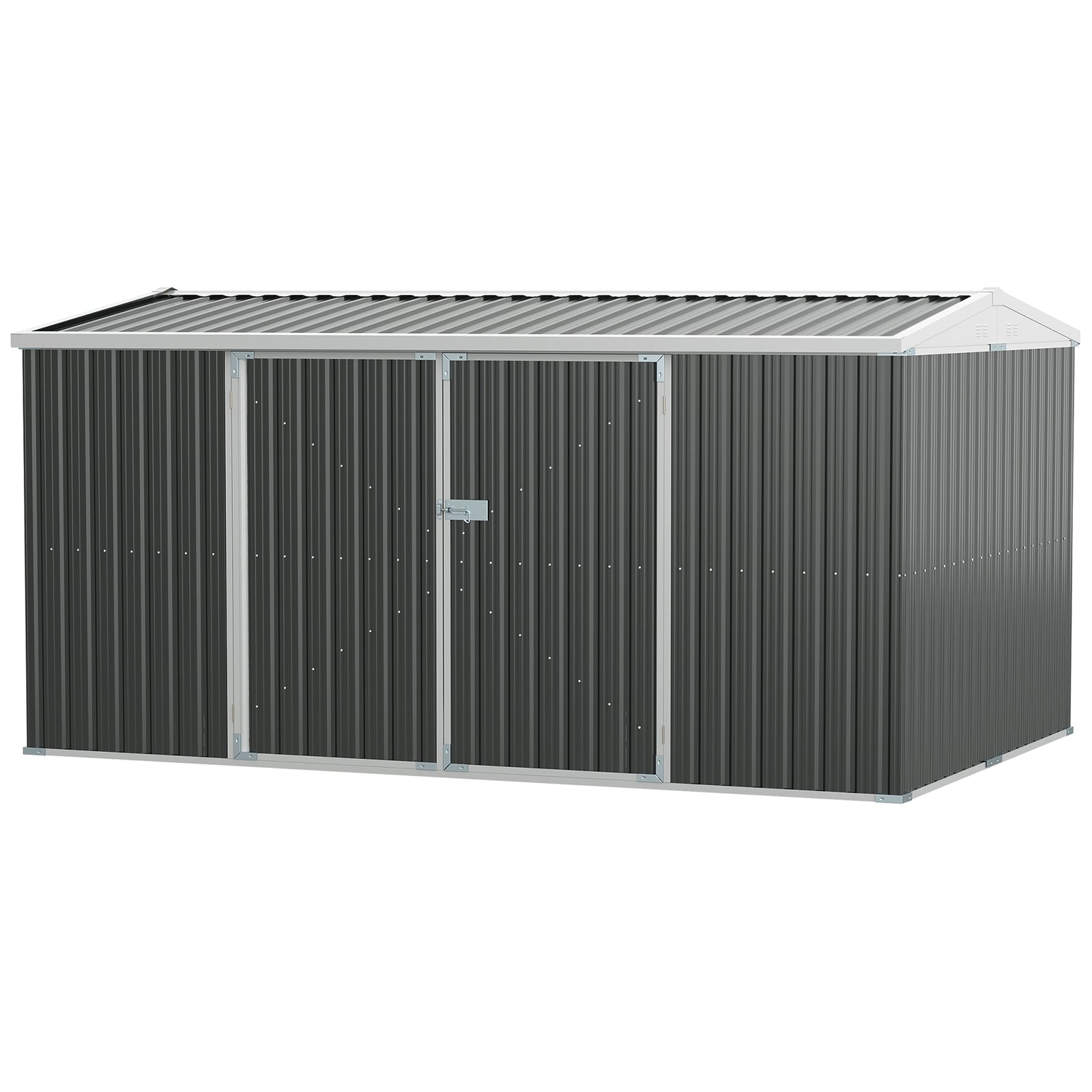 Outdoor Metal Garden Storage Shed W/ Lockable Door for Backyard Patio Lawn Grey
