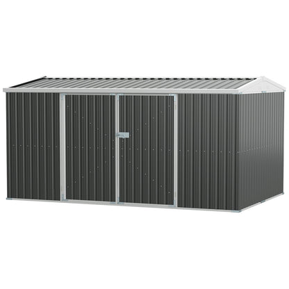 Outdoor Metal Garden Storage Shed W/ Lockable Door for Backyard Patio Lawn Grey