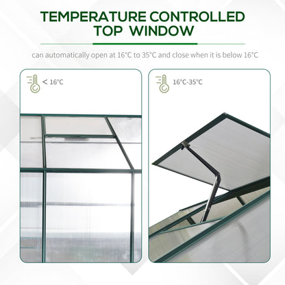 Walk-In Greenhouse Outdoor Polycarbonate Aluminium with Foundation Plant Bed