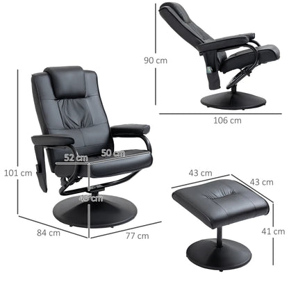 HOMCOM Swivel Recliner Chair and Footstool