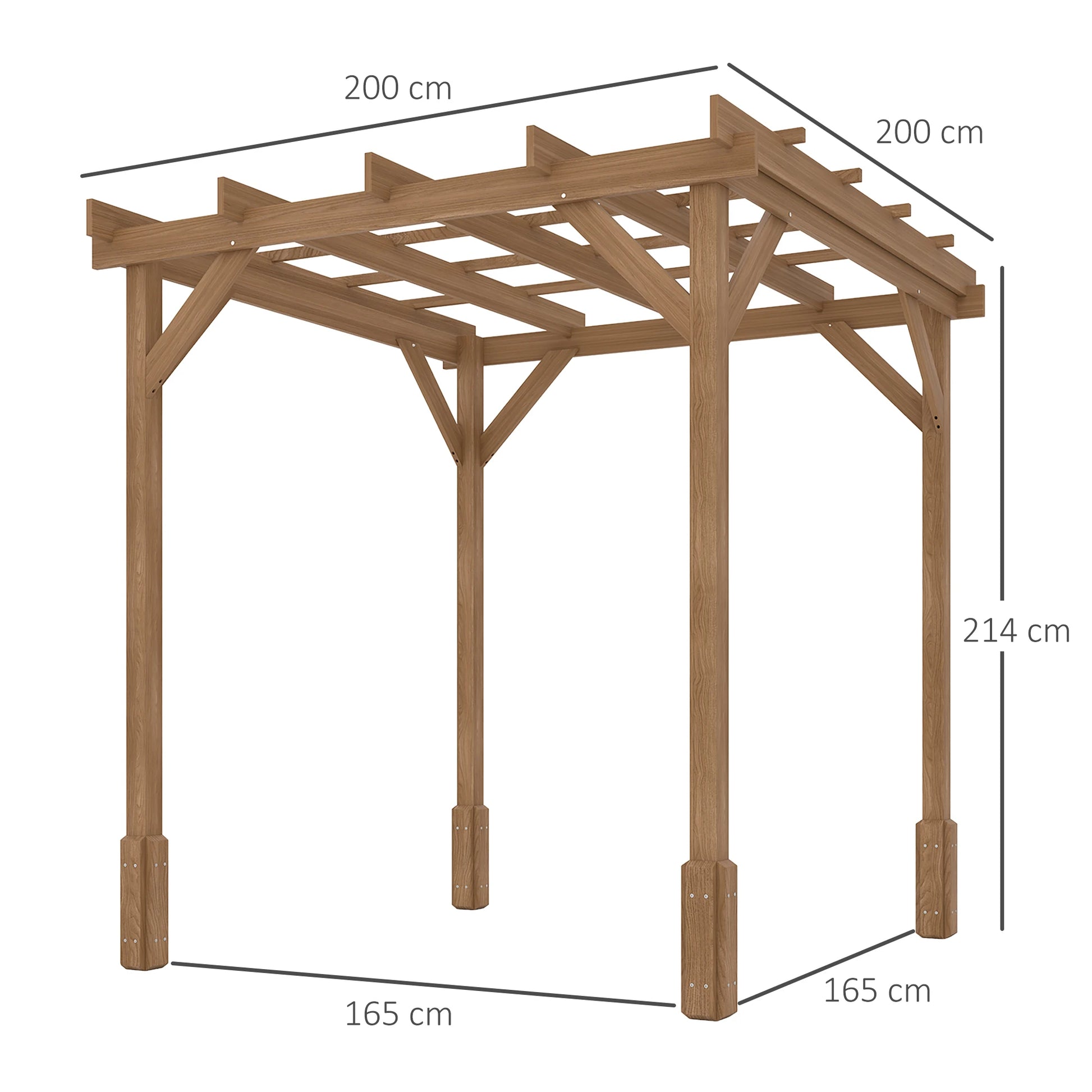 2 X 2M Wooden Pergola Kit, Decorative Garden Gazebo Shelter with Stable Structure