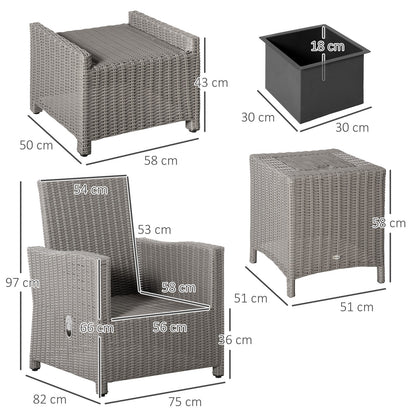 5 Pcs Outdoor Garden Rattan Sofa Lounge Footstool Cooler Bar Coffee Table Set