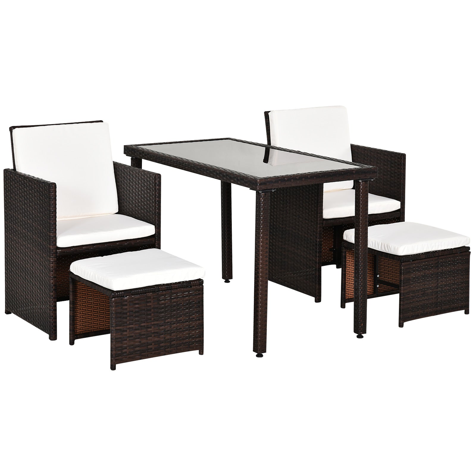 5 Pcs Rattan Garden Sofa Set Wicker Furniture Set with Cushion Footrest