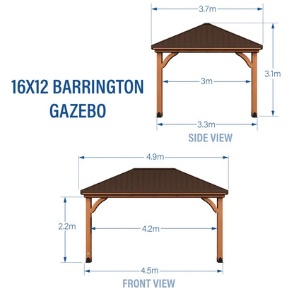 Barrington Cedar Patio Gazebo 4.8M X 3.6M (16Ft X 12Ft)