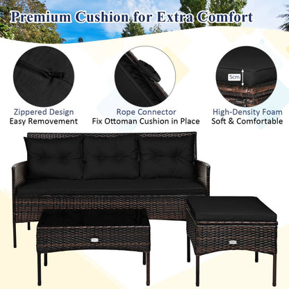 4 Seater Rattan Garden Furniture Set with Cushioned Sofa