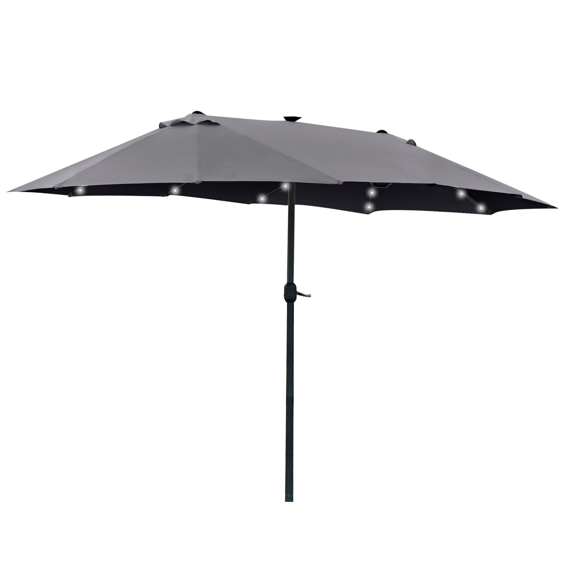 4.4M Double-Sided Sun Umbrella Patio Parasol with LED Solar Lights for Garden