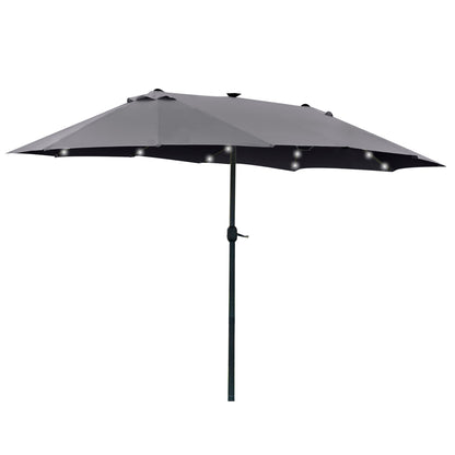 4.4M Double-Sided Sun Umbrella Patio Parasol with LED Solar Lights for Garden