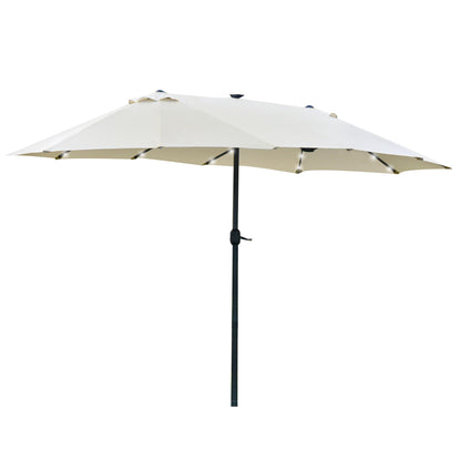 4.4M Double-Sided Sun Umbrella Patio Parasol with LED Solar Lights for Garden
