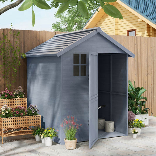6 X 6.5FT Wooden Shed, Outdoor Storage Shed with Floor and Clear Window