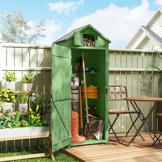 Garden Storage Shed 3 Utility Shelf Tool House W/ Asphalt Roof Lockabke Door