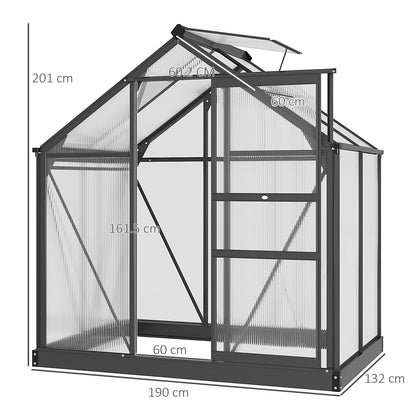 Polycarbonate Walk-In Garden Greenhouse Aluminium Frame Slide Door Window