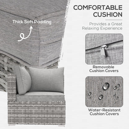 Garden Outdoor Rattan Corner Sofa,Single Sofa,Coffee Table Grey/Deep Grey