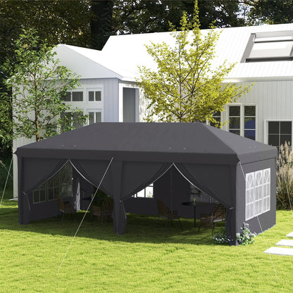 Outsunny 3 X 6M Pop up Gazebo Height Adjustable Party Tent W/ Storage Bag Grey