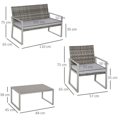 4-Piece Deluxe Outdoor Patio PE Rattan Wicker Sofa Chaise Lounge Furniture Set
