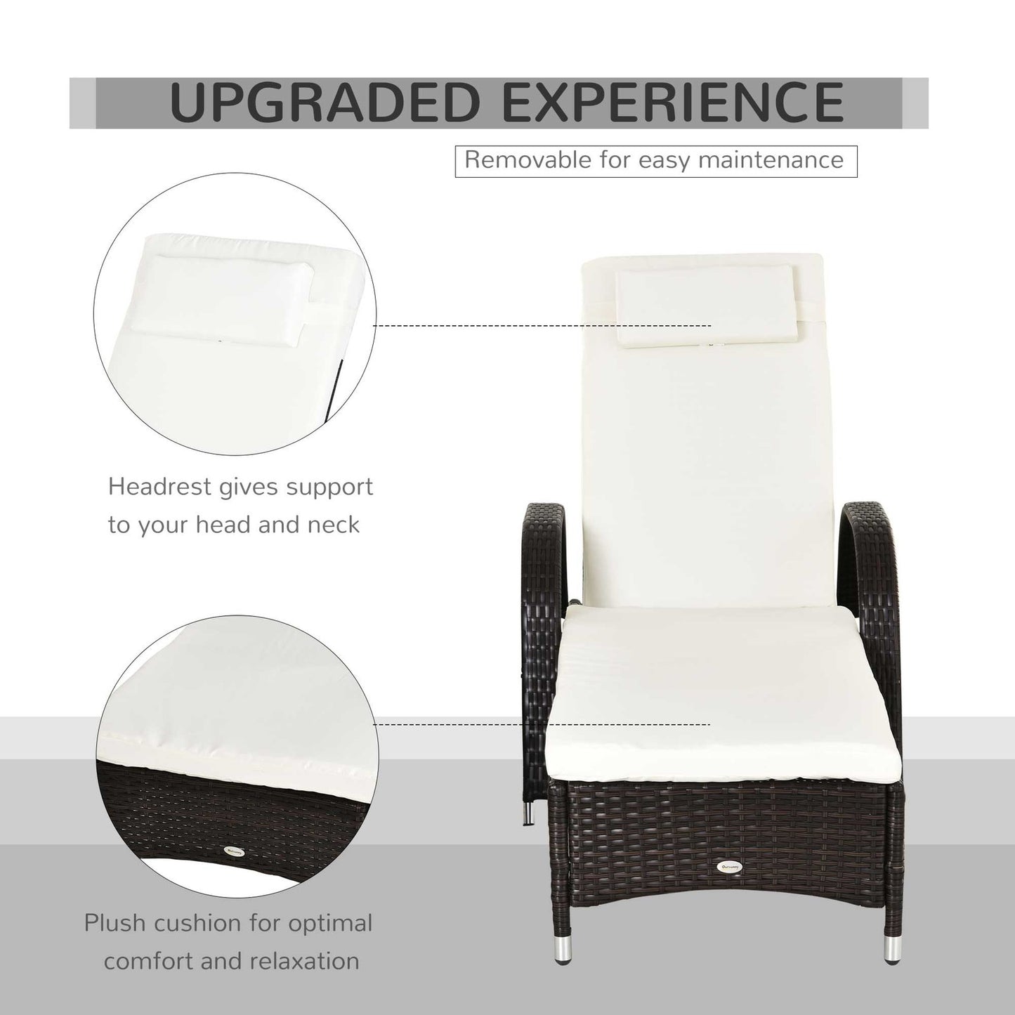 2PC Adjustable Rattan Sun Lounger Outdoor Recliner W/ Cushion Garden