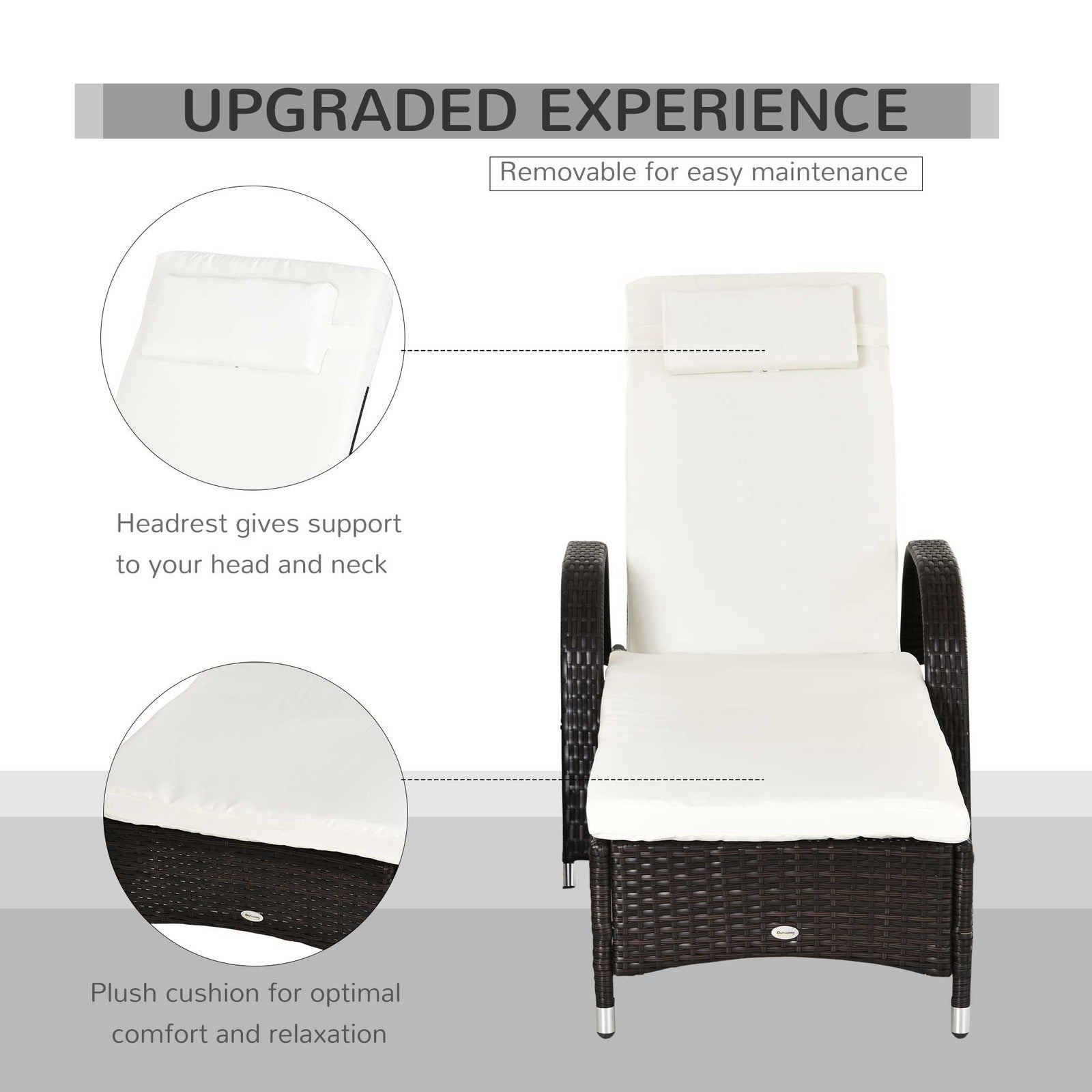 2PC Adjustable Rattan Sun Lounger Outdoor Recliner W/ Cushion Garden