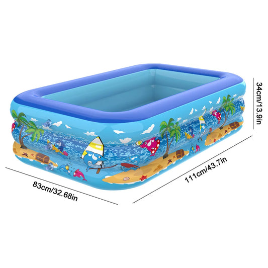 Inflatable Swimming Pool PVC Framed Swimming Pool Cartoon Pattern Water Play Pool for Summer Outdoor Indoor