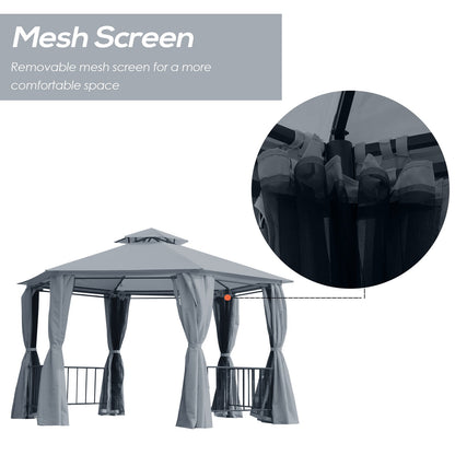 Outsunny 3 X 3(M) Gazebo Canopy 2 Tier Patio Shelter Steel for Garden Grey