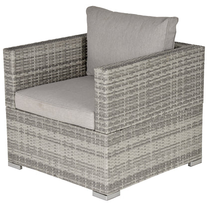 Garden Outdoor Rattan Corner Sofa,Single Sofa,Coffee Table Grey/Deep Grey
