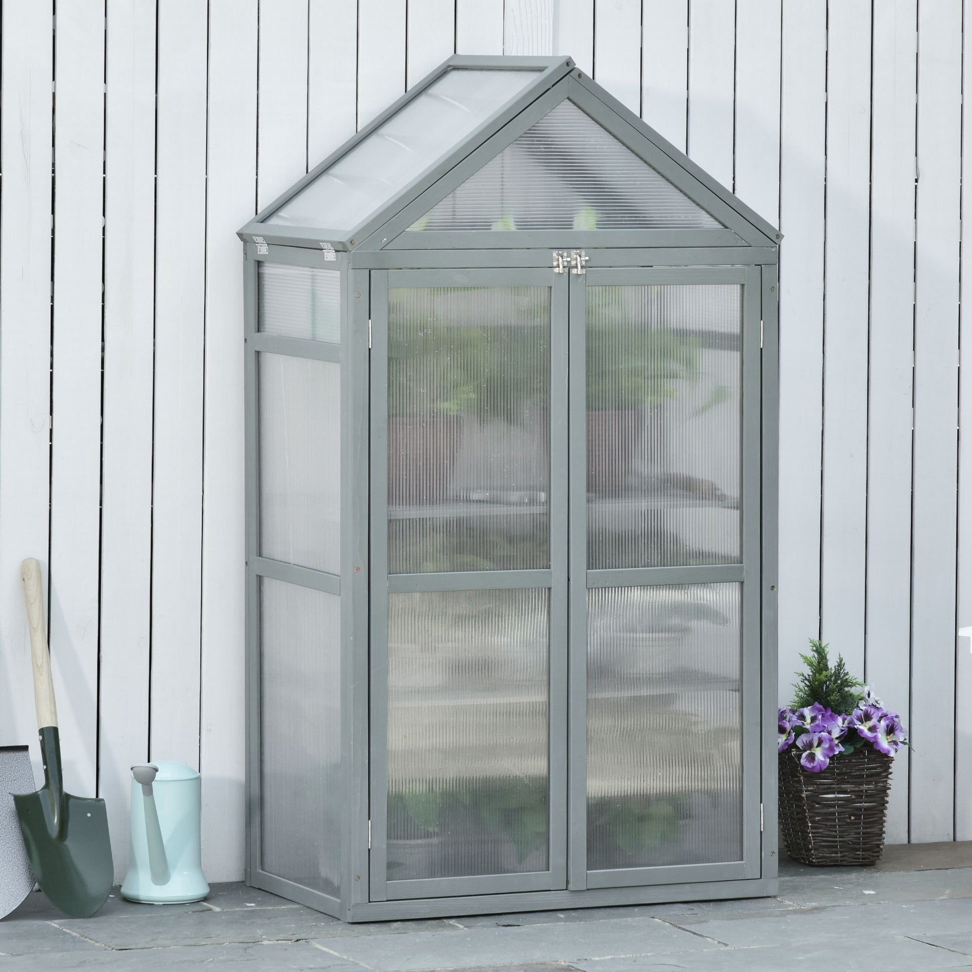 80 X 47 X 138 Cm Wooden Cold Frame Greenhouse for Plants Vegetables Flowers