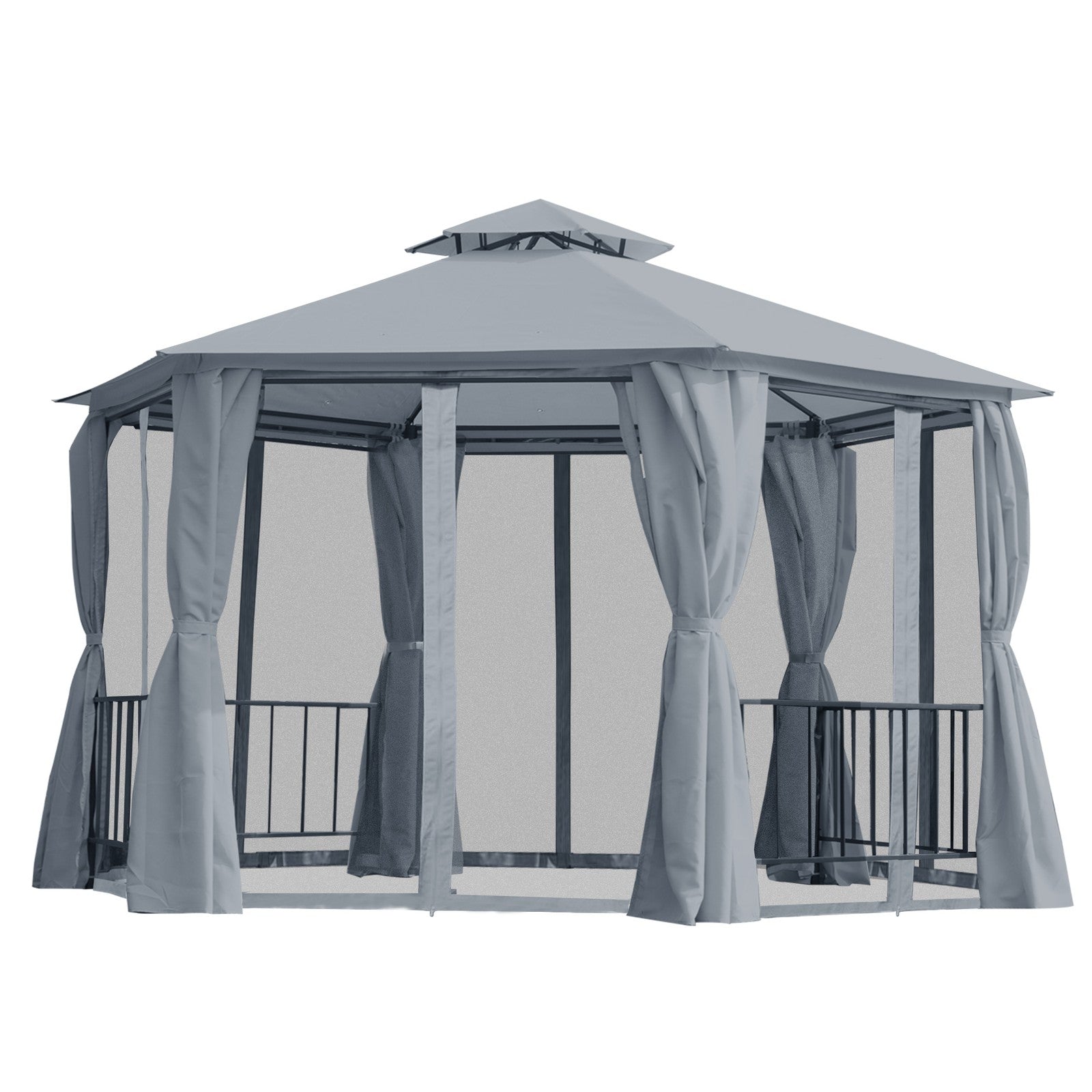 Outsunny 3 X 3(M) Gazebo Canopy 2 Tier Patio Shelter Steel for Garden Grey