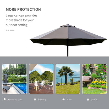 4.4M Double-Sided Sun Umbrella Patio Parasol with LED Solar Lights for Garden