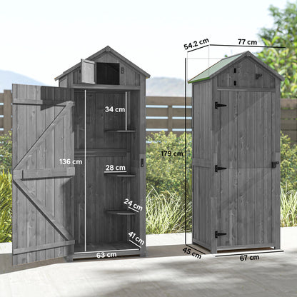 Garden Storage Shed 3 Shelves Tool House W/ Asphalt Roof 77 X 54 X 179 Cm