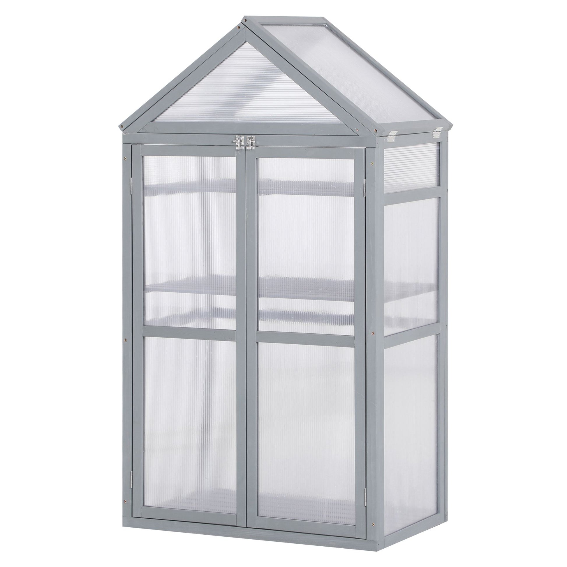 80 X 47 X 138 Cm Wooden Cold Frame Greenhouse for Plants Vegetables Flowers