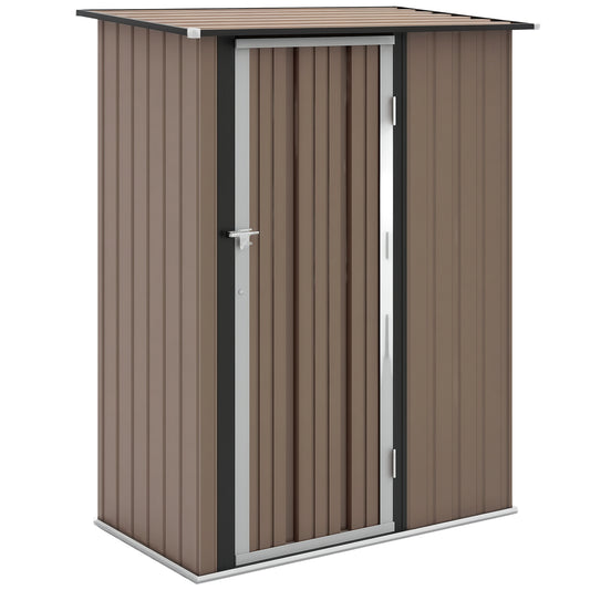 Outsunny Outdoor Storage Shed Steel Garden Shed W/ Lockable Door Brown