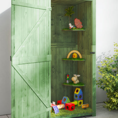 Garden Storage Shed 3 Utility Shelf Tool House W/ Asphalt Roof Lockabke Door