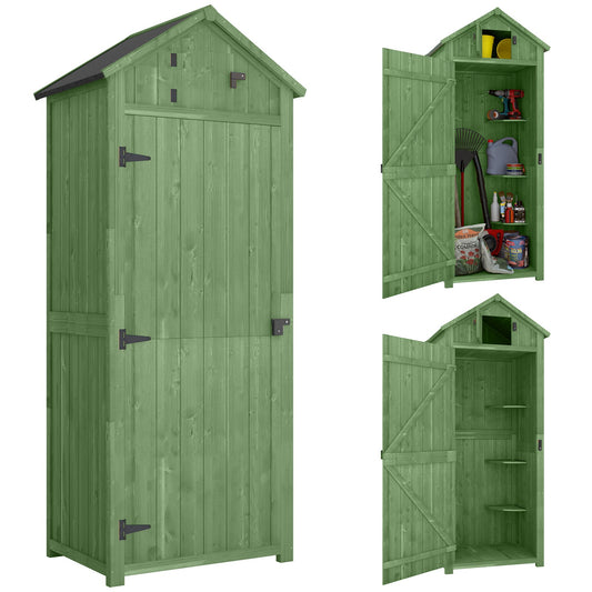 Outsunny Wooden Garden Storage Shed Tool Storage Box Lockable 77X54X179Cm