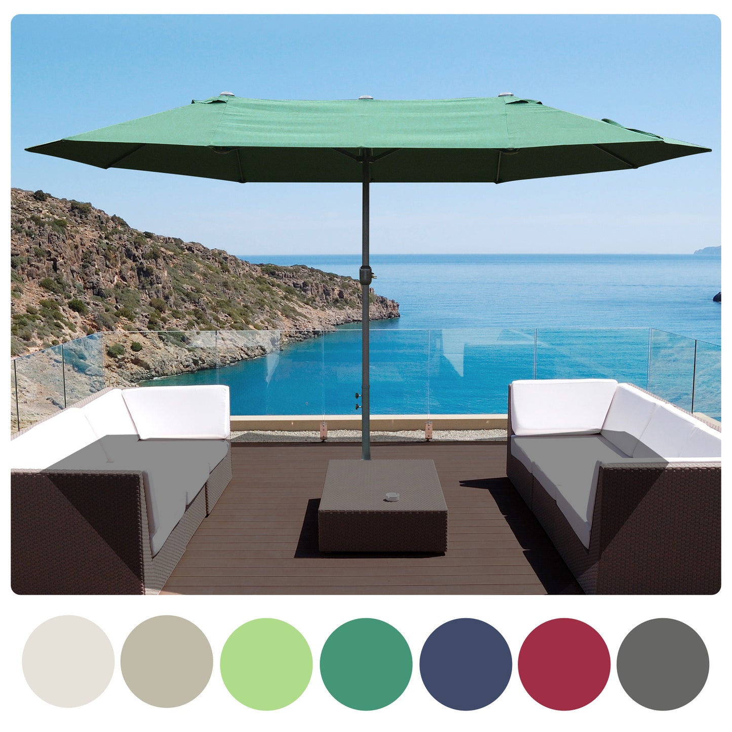 4.6M Patio Sun Umbrella Canopy Garden Double-Sided Sun Shade W/ Cross Base